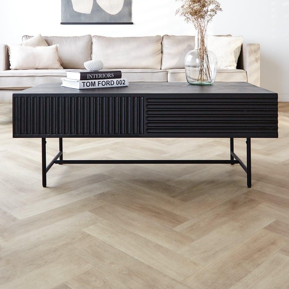 Couchtisch mit Ablage Jonas Mangoholz 120x60 cm schwarz Bild 1