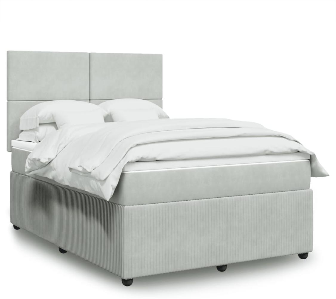 vidaXL Boxspringbett mit Matratze Hellgrau 140x190 cm Samt 3294628 Bild 1