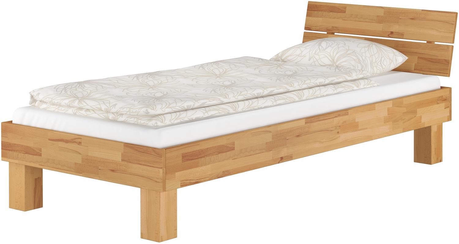 Bett Holzbett 100x220 Überlänge Buche massiv V-60.80-10-220 ohne Zubehör Bild 1