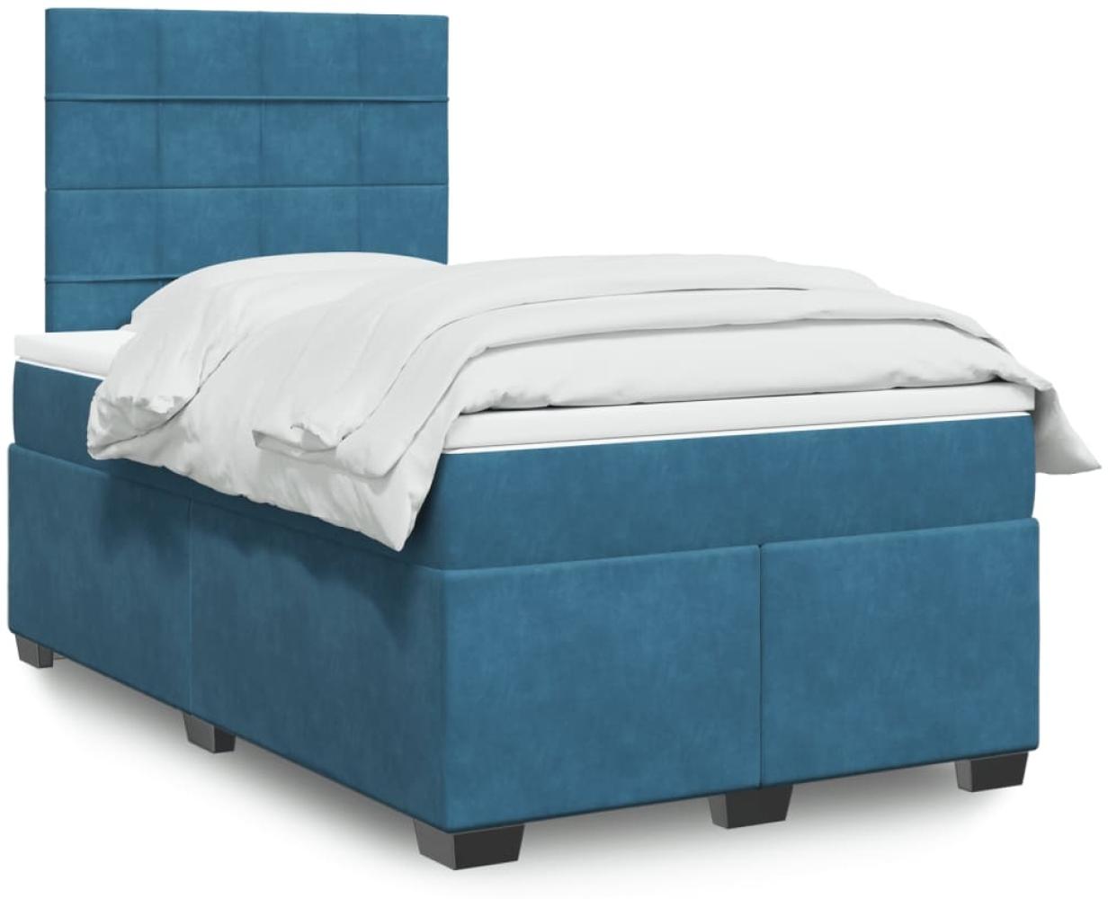 vidaXL Boxspringbett mit Matratze Blau 120x200 cm Samt 3293186 Bild 1