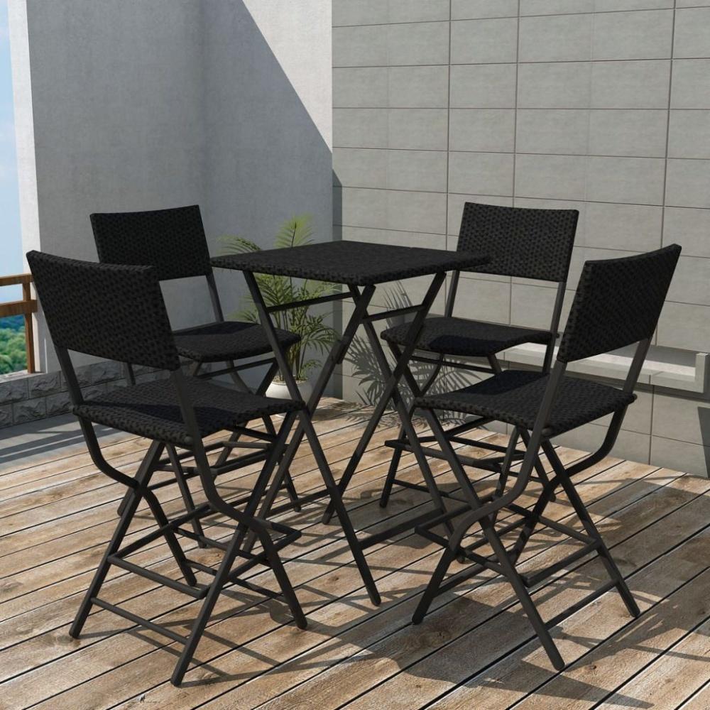 vidaXL 5-tlg. Garten-Essgruppe Klappbar Stahl Poly Rattan Schwarz 42874 Bild 1