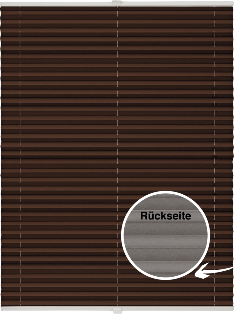 ondeco Plissee Thermo für Fenster innen, Montage in Glasleiste mit Spannschuh, Sonnenschutz-Rollo, Lichtschutz und blickdicht, leichte Verdunkelung, Dunkelbraun, B): 41-50 cm, H): 101-150 cm Bild 1