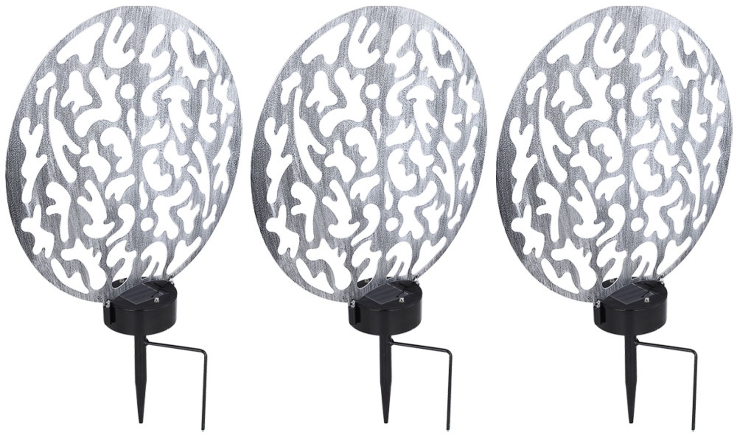 3er Set LED Solar-Steckleuchte, Lichteffekt, antik silber, H 41 cm Bild 1