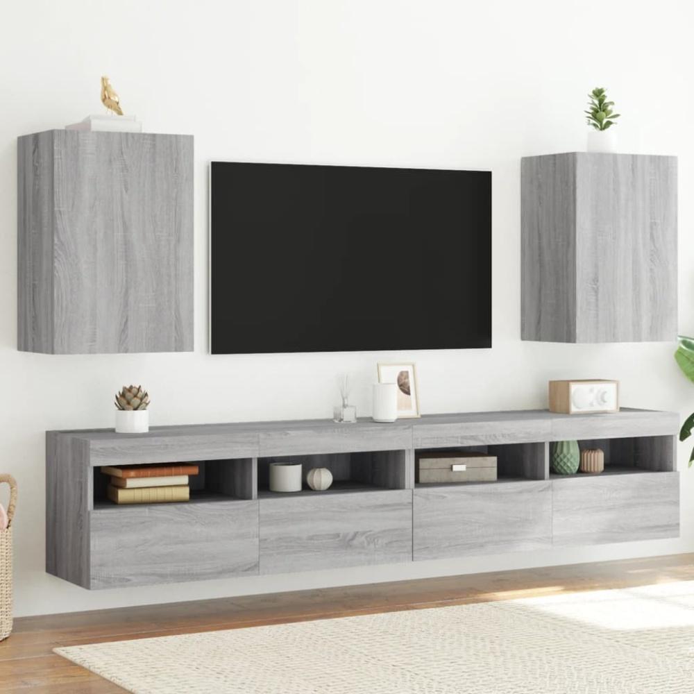 vidaXL TV-Wandschränke 2 Stk. Grau Sonoma 40,5x30x60 cm Holzwerkstoff 836921 Bild 1