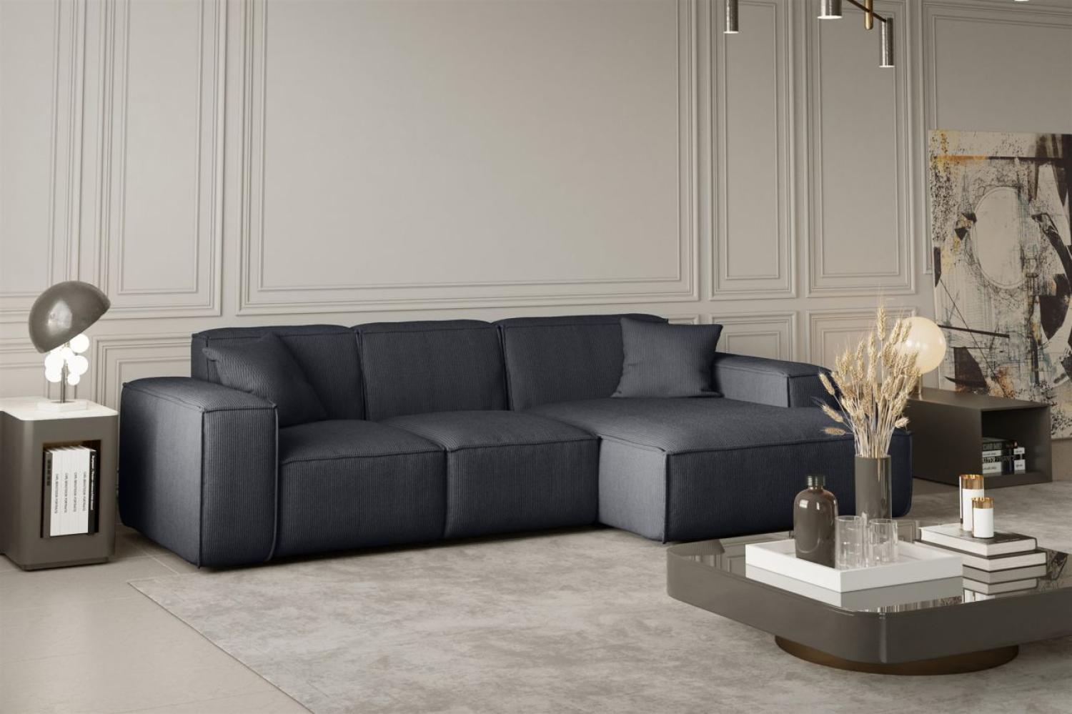 Ecksofa Designersofa CELES in Stoff Scala Schwarz Ottomane Rechts Bild 1