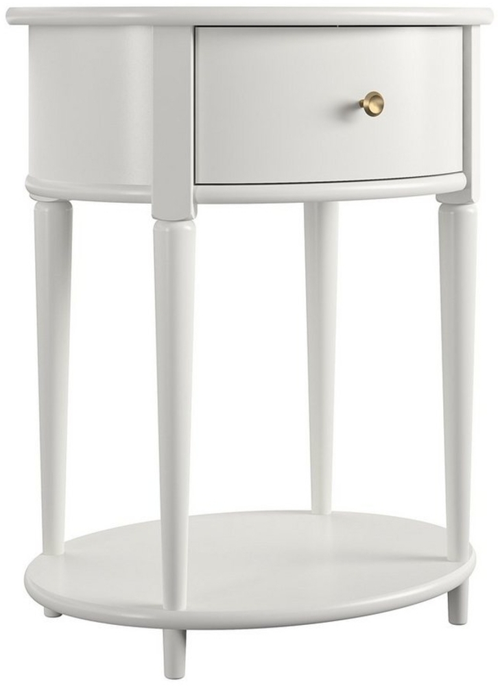 loft24 Beistelltisch Jada, Nachttisch, 1 Schublade, Wohnzimmertisch rund, Lampentisch Bild 1