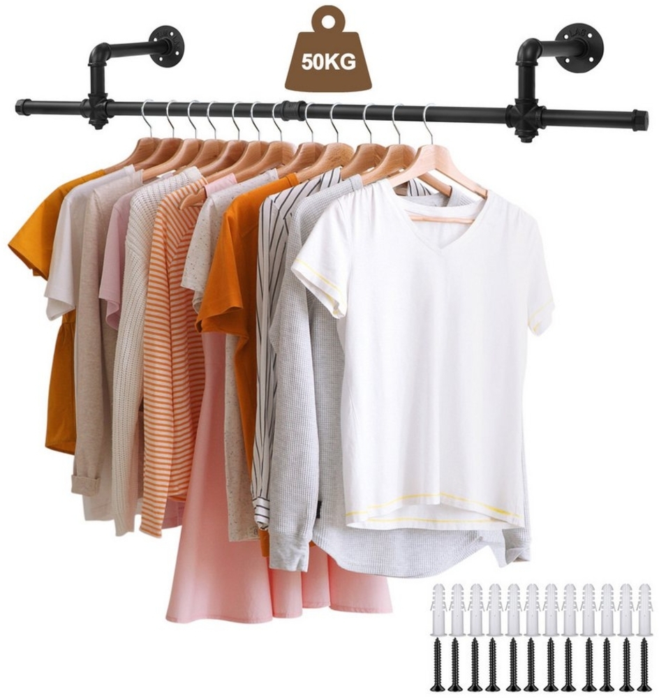 DOPWii Kleiderstange Wandgarderobe, Kleiderständer für die Wand, 50 kg Belastbarkeit (1 St), Wandmontierter Kleiderständer,Rohr-Kleiderstange für Flur,Bad,Ankleide Bild 1