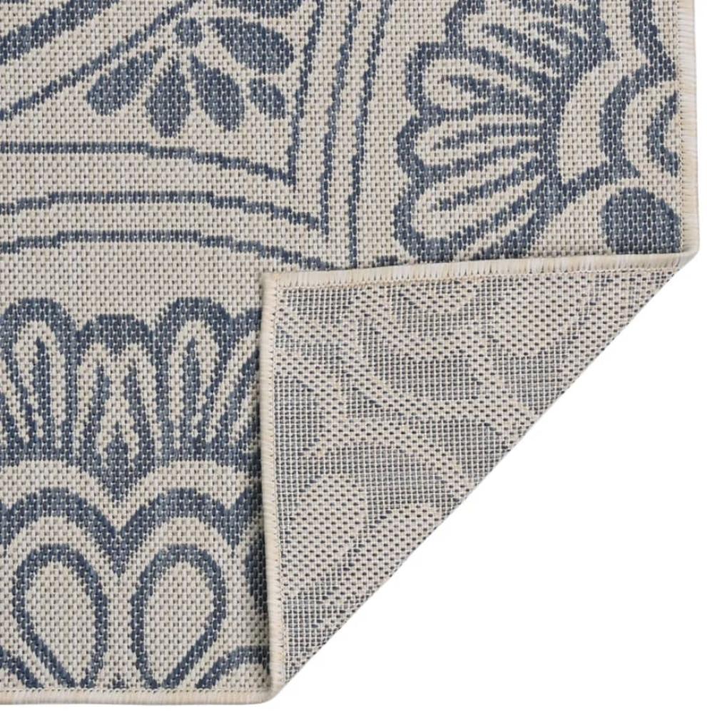 vidaXL Outdoor-Teppich Flachgewebe 100x200 cm Blaues Muster 340829 Bild 1
