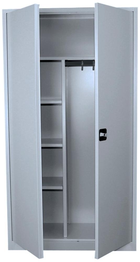 Flügeltürschrank Kleiderschrank Stahl Lagerschrank Aktenschrank PutzSpind Werkzeugschrank Lichtgrau 1950 x 925 x 422 mm/545540 Bild 1