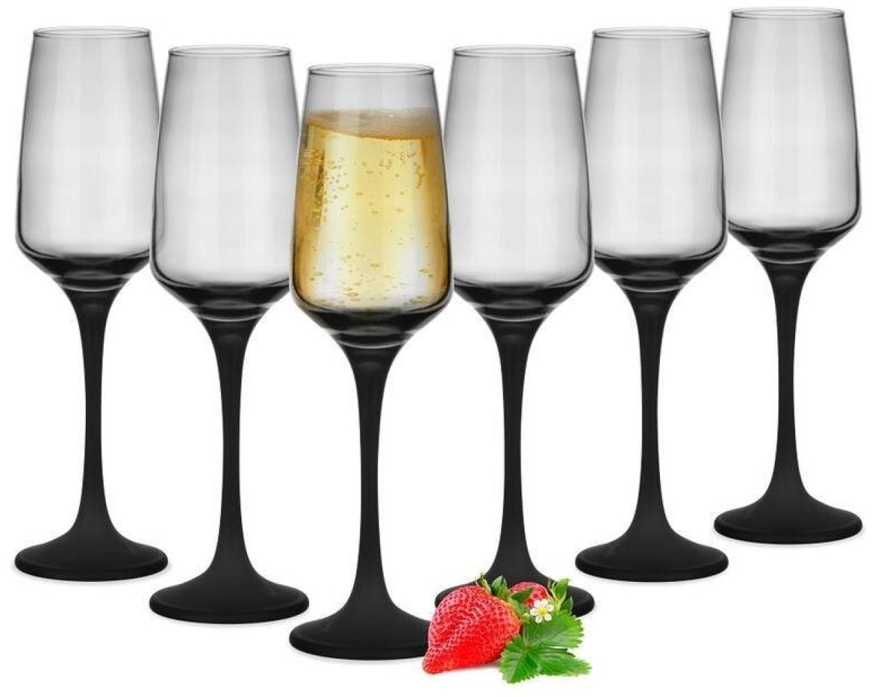 6 Sektgläser 210ml mit schwarzem Stiel Champagner Sektkelche Sektglas Proseccogläser Prosecco Bild 1