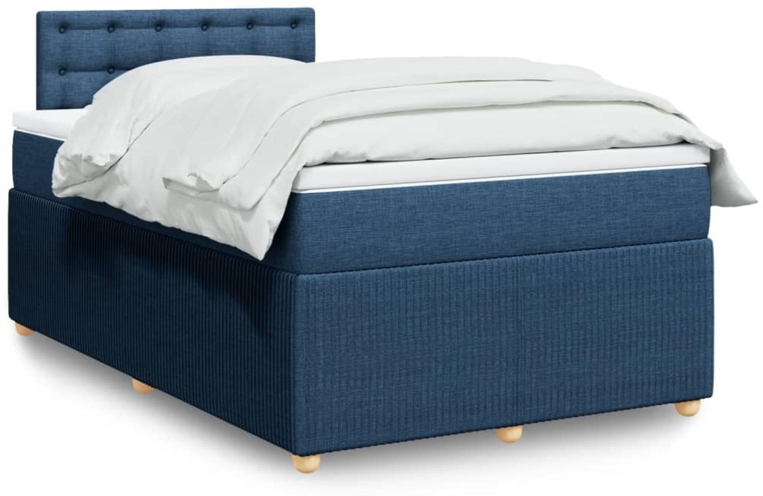 vidaXL Boxspringbett mit Matratze Blau 120x190 cm Stoff 3289715 Bild 1