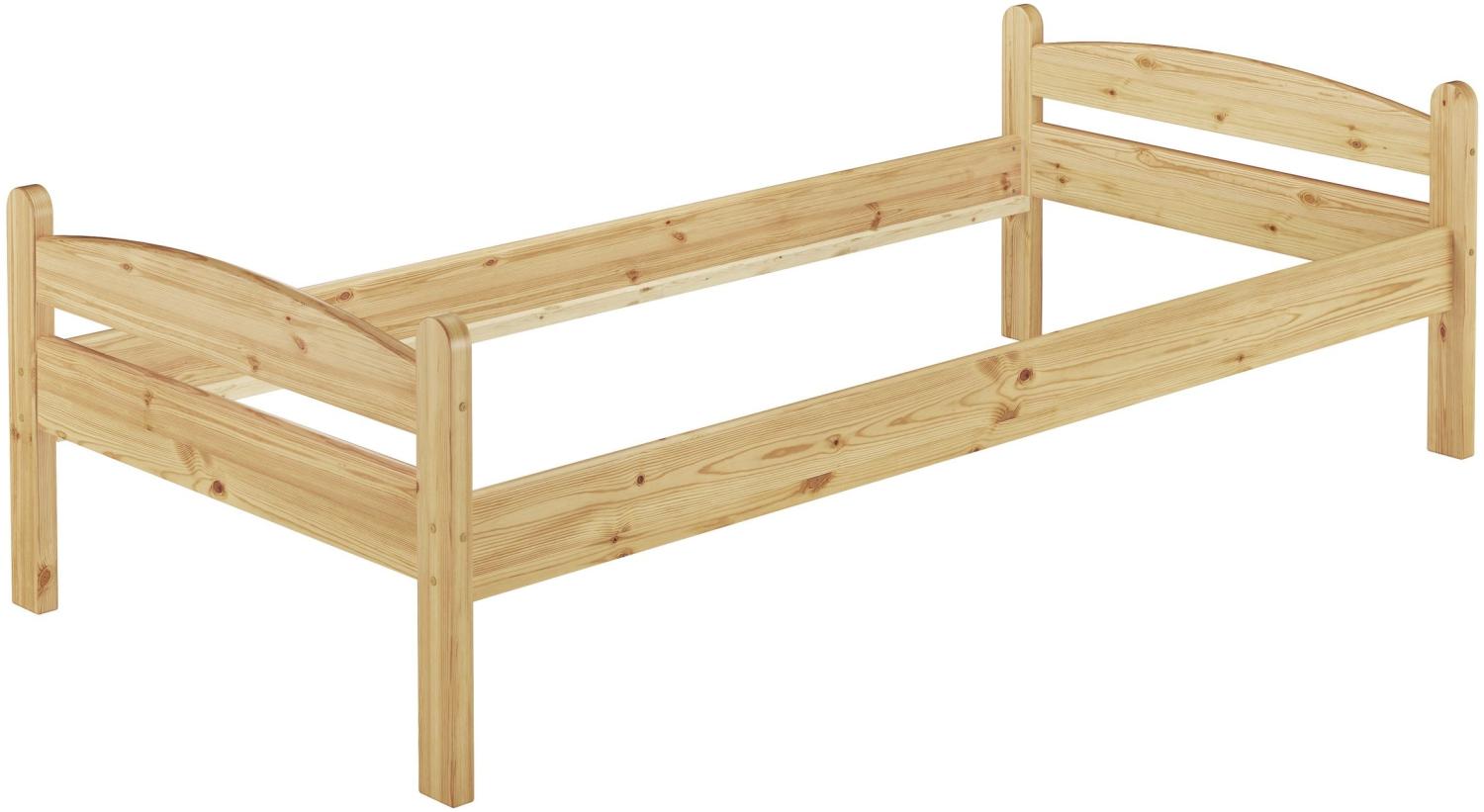 Einzelbett Massivholz 90x200 Jugenbett Kiefer natur Bettgestell ohne Rollrost 60.32-09 oR Bild 1