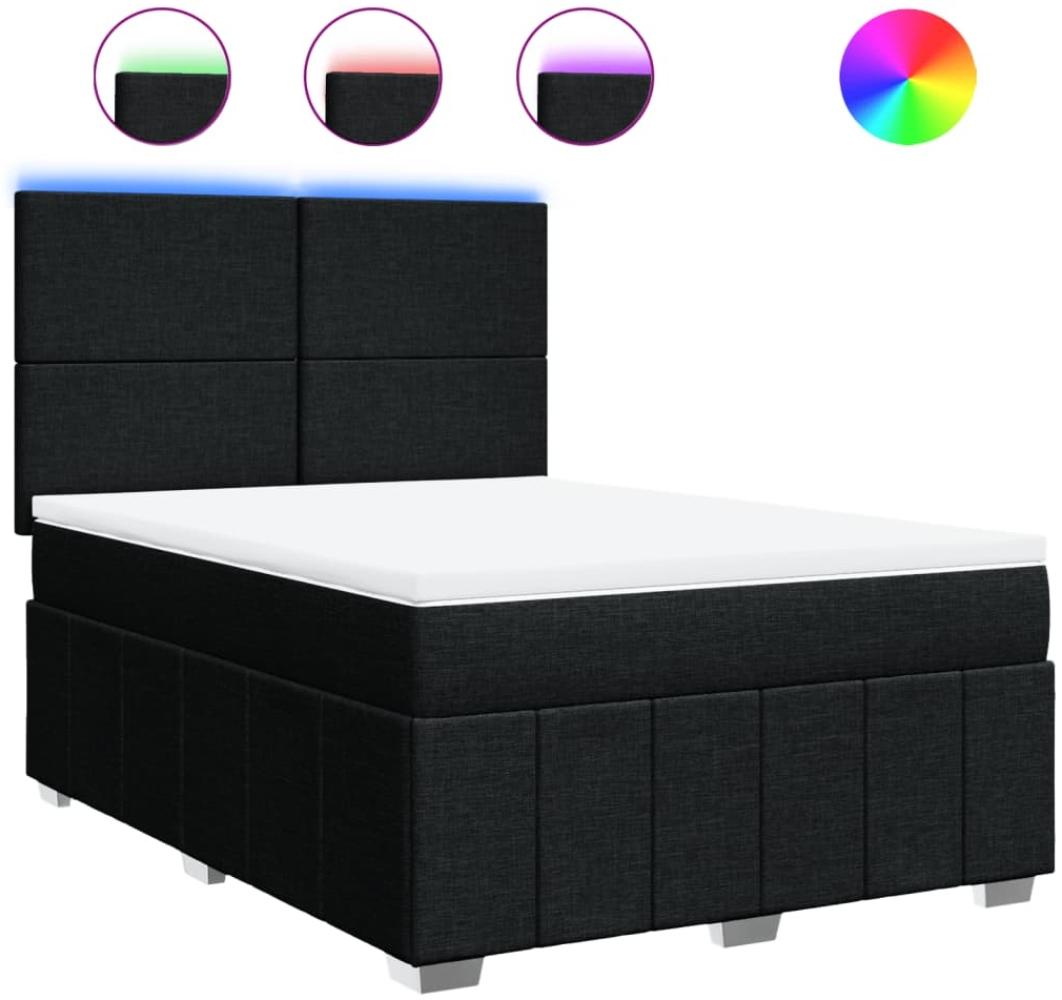 vidaXL Boxspringbett mit Matratze Schwarz 140x190 cm Stoff 3293958 Bild 1