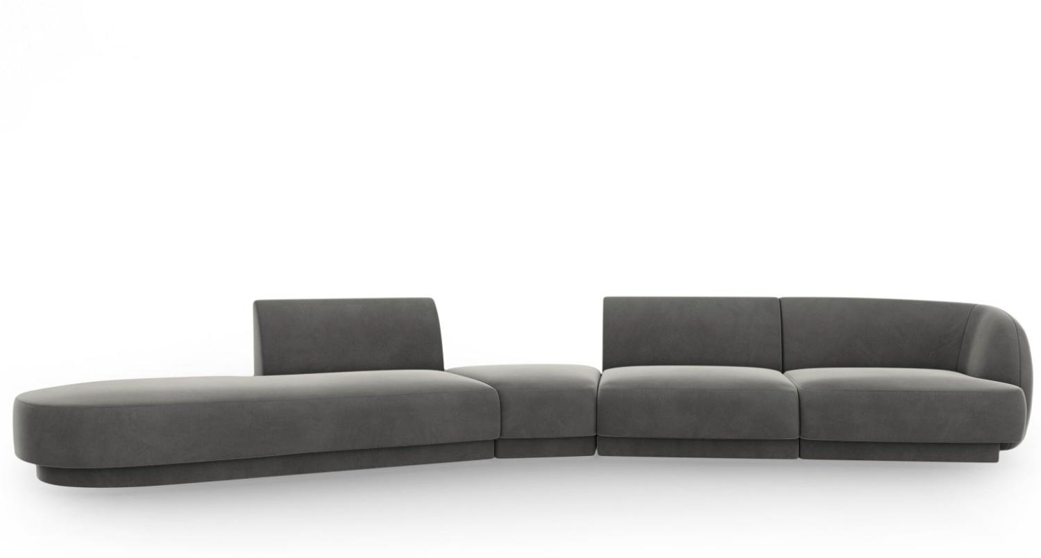 Micadoni Modulares Sofa Miley 5-Sitzer Links Samtstoff Hellgrau Bild 1