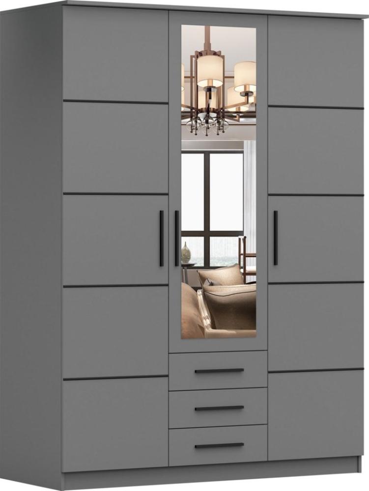 MOEBLO Drehtürenschrank ANTIS 3D I (Kleiderschrank 3-türig Schrank Garderobe Schlafzimmer, mit Spiegel, Schubladen und Lamellen) (BxHxT):152x208x61cm Bild 1