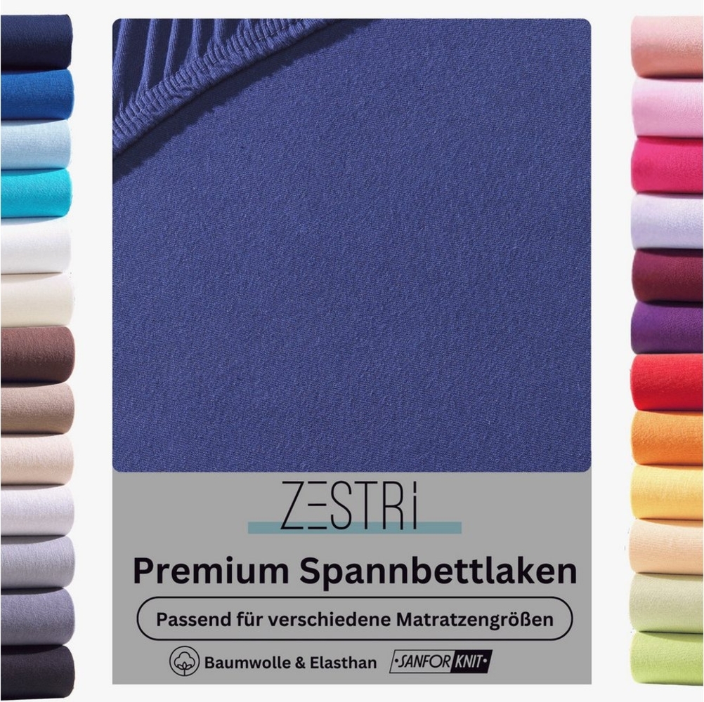 Zestri Spannbettlaken für Boxspringbetten & Wasserbetten 140x200 160x200 180x200 200x200, Gummizug: rundum, bis 40cm Steghöhe, Baumwolle mit Elasthan, Bettlaken Laken Bild 1