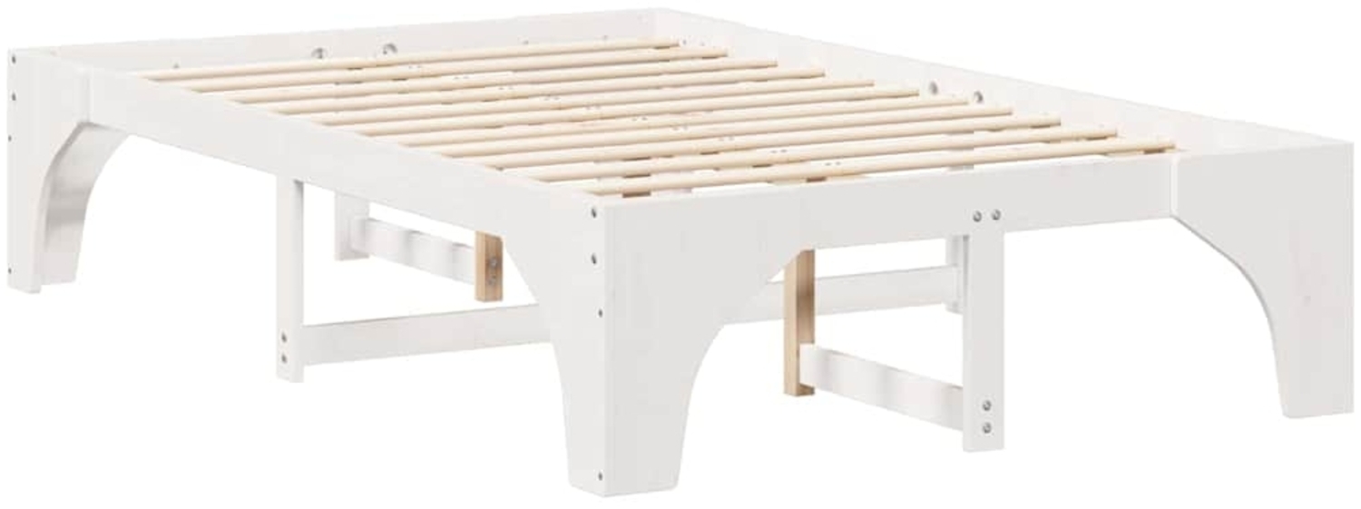vidaXL Bettrahmen Weiß 135 x 190 cm Massives Kiefernholz 872996 Bild 1