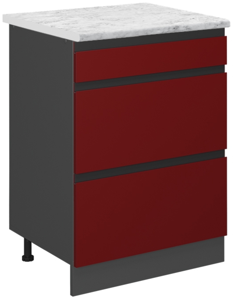 Küchenunterschrank R-Line Rot 60 cm J-Shape AP Marmor Vicco Bild 1