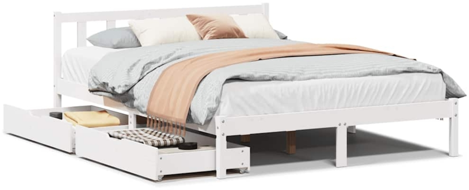 vidaXL Massivholzbett ohne Matratze Weiß 120x200 cm Kiefernholz 3301474 Bild 1