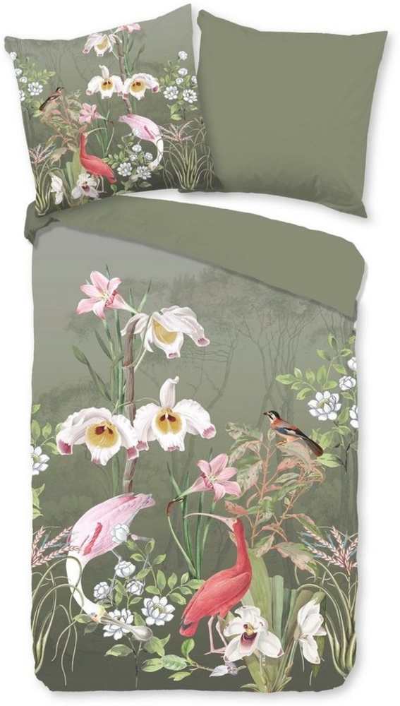 good morning Wendebettwäsche Lesli, Renforcé, 2 teilig, Baumwolle, 135x200, 2 Teilig, Reißverschluss, Wendeoptik, Grün Bild 1