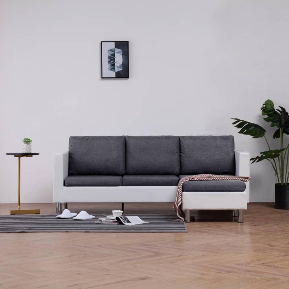 vidaXL 3-Sitzer-Sofa mit Kissen Weiß Kunstleder 282286 Bild 1