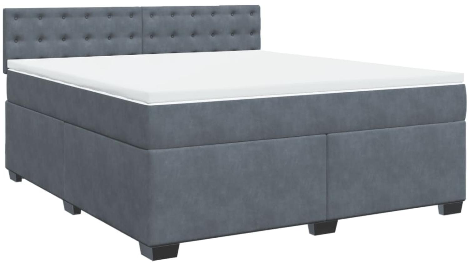 vidaXL Boxspringbett mit Matratze Dunkelgrau 180x200 cm Samt 3286391 Bild 1
