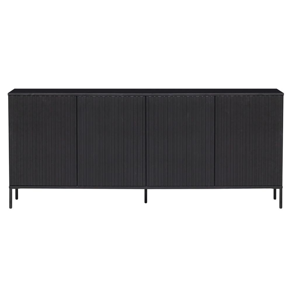 Sideboard Gravure aus Kiefernholz, Schwarz Bild 1