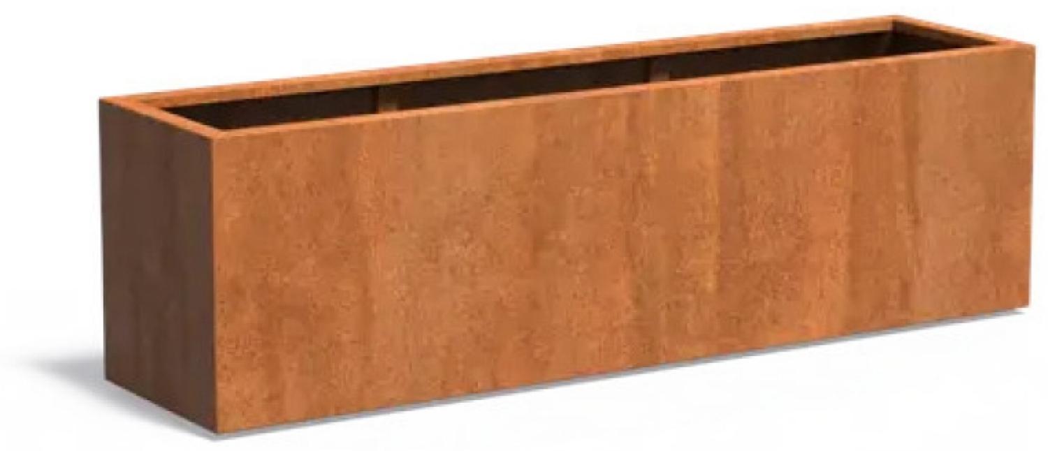 Adezz Pflanzgefäß Carrez Standard Rechteck aus Corten-Stahl Pflanzkübel Größe 200x50x60 cm Bild 1