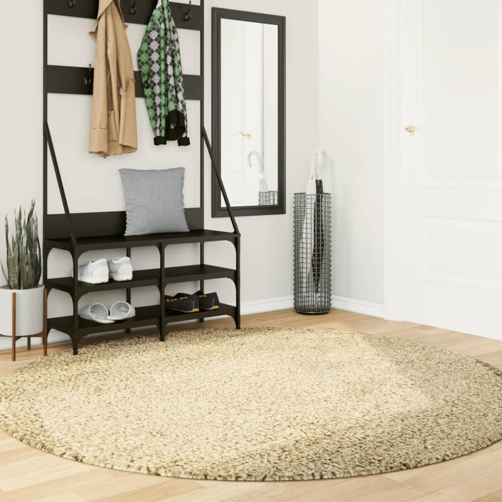 vidaXL Teppich Shaggy Hochflor Modern Golden Ø 200 cm Bild 1