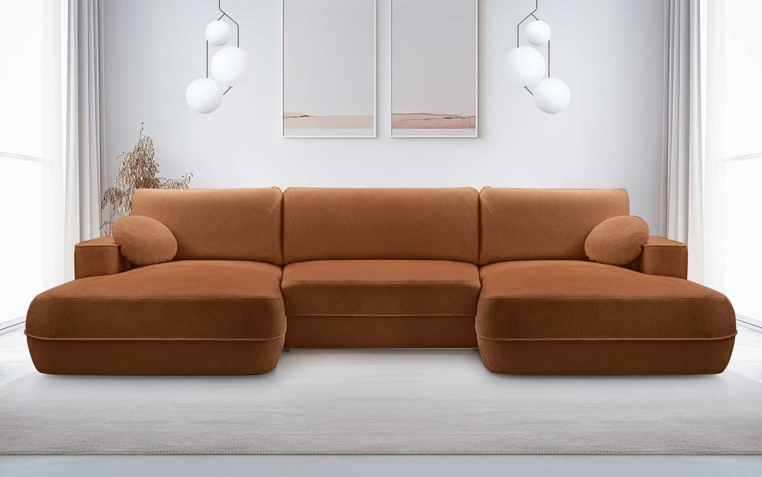 AX LIVING U Couch mit Schlaffunktion Peoni 364 cm elegantes Kupfer Bild 1