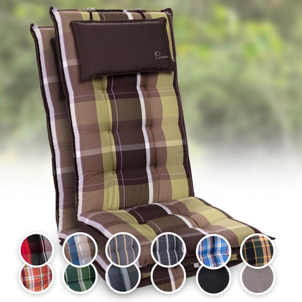 Sylt Polsterauflage Sesselauflage Kopfkissen Polyester 50 x 120 x 9 cm Grün kariert Bild 1