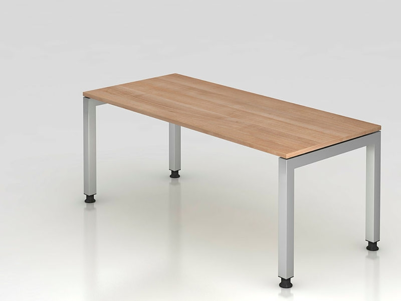 Schreibtisch JS19 U-Fuß eckig 180x80cm Nussbaum Gestellfarbe: Silber Bild 1