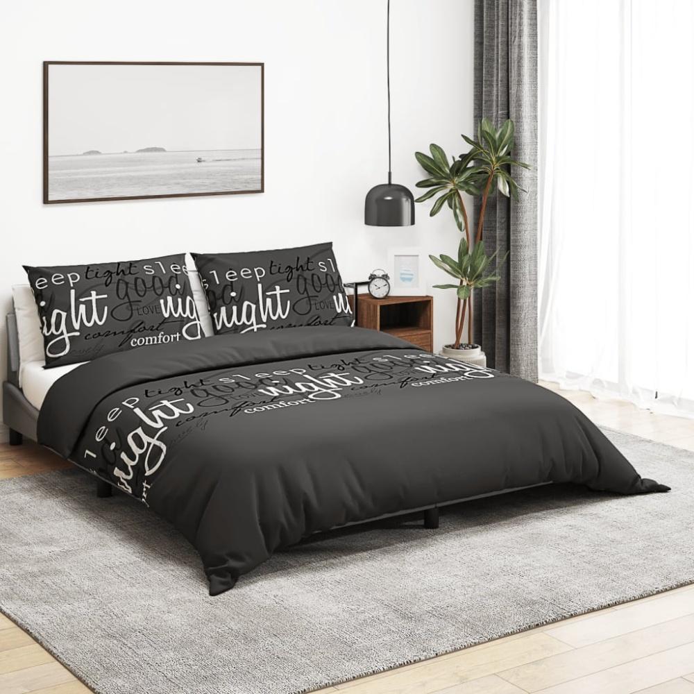 vidaXL Bettwäsche-Set Schwarz 240x220 cm Baumwolle 136524 Bild 1