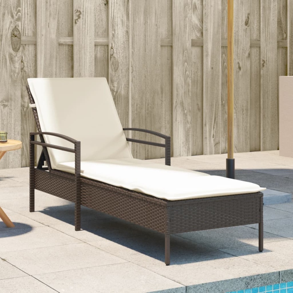 vidaXL Sonnenliege mit Auflage Braun 63x200x81 cm Poly Rattan 368300 Bild 1