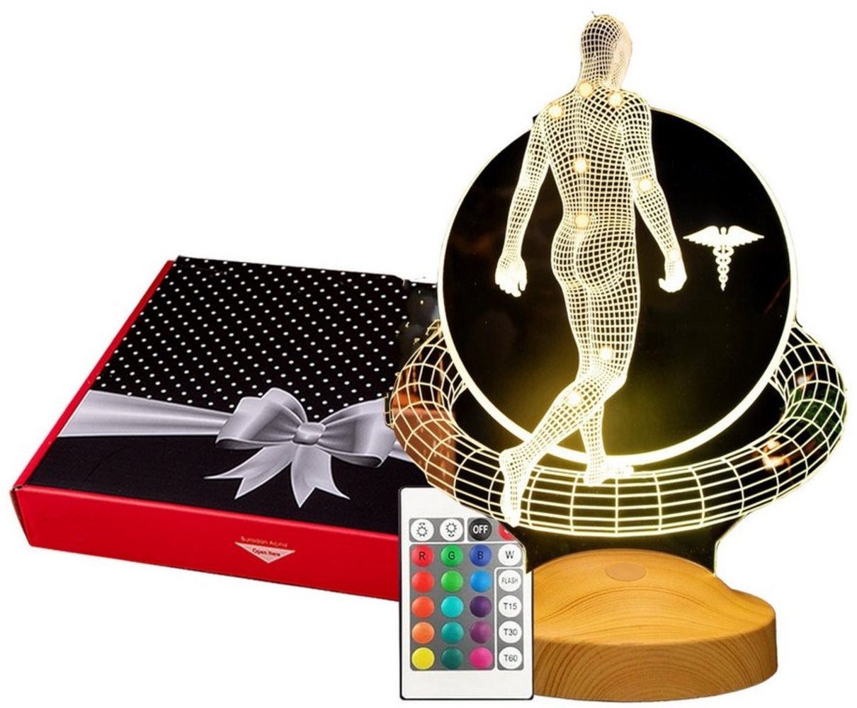 Geschenkelampe LED Nachttischlampe Physiotherapeut 3D Tischlampe Büro Geschenk für Physiotherapeuten, Leuchte 7 Farben fest integriert, Arzten, Heilpraktiker, Geschenk für Berufseinstieg Bild 1