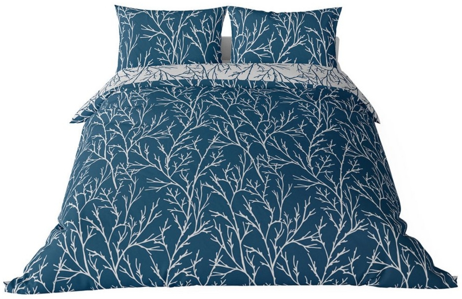 Brielle Bettwäsche Mako Satin Wendebettwäsche-Set - 2-tlg - Dunkelblau-Grau, 2 teilig, Mit Reißverschluss, 100% Baumwolle Bild 1