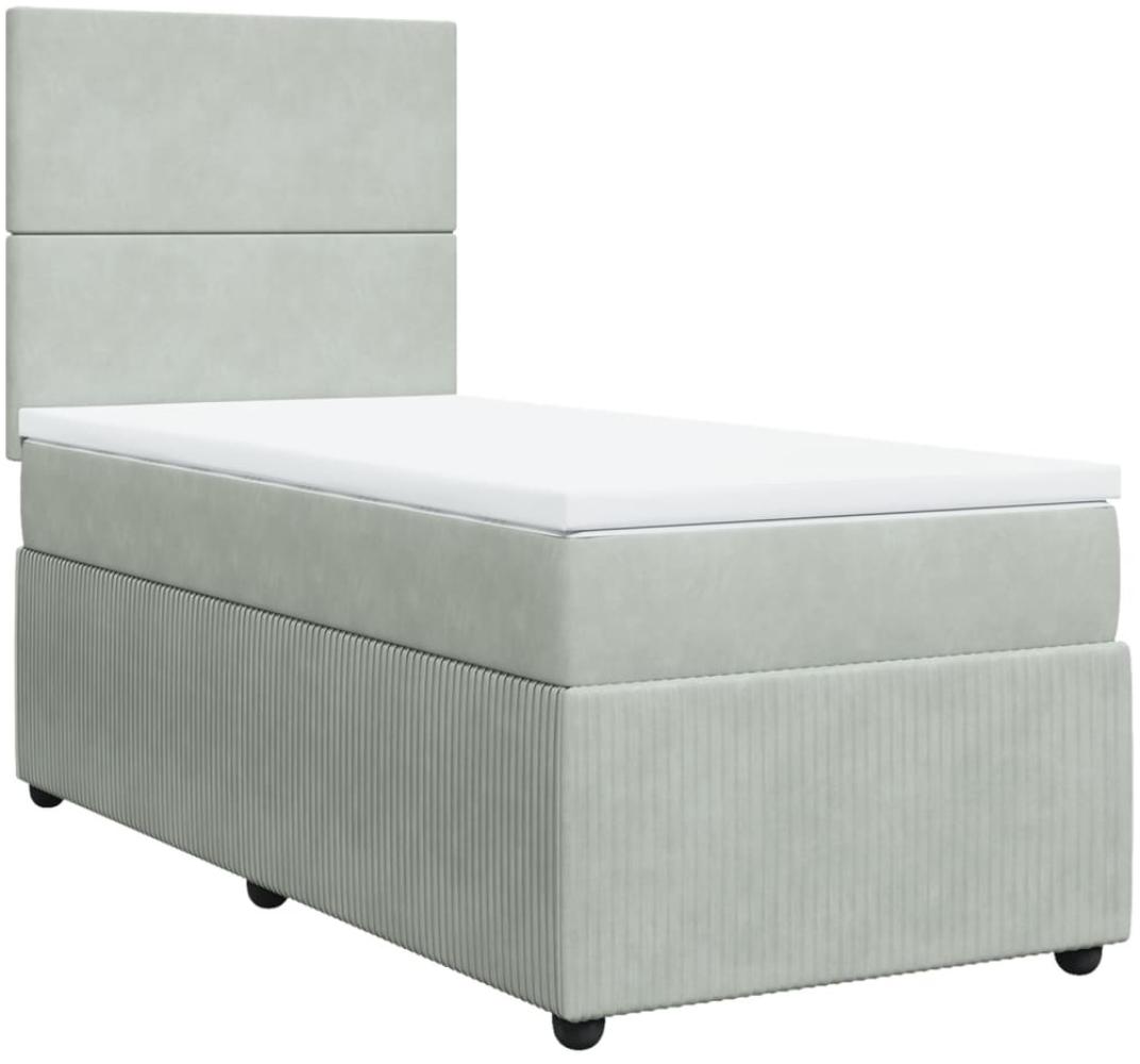 vidaXL Boxspringbett mit Matratze Hellgrau 100x200 cm Samt 3292256 Bild 1