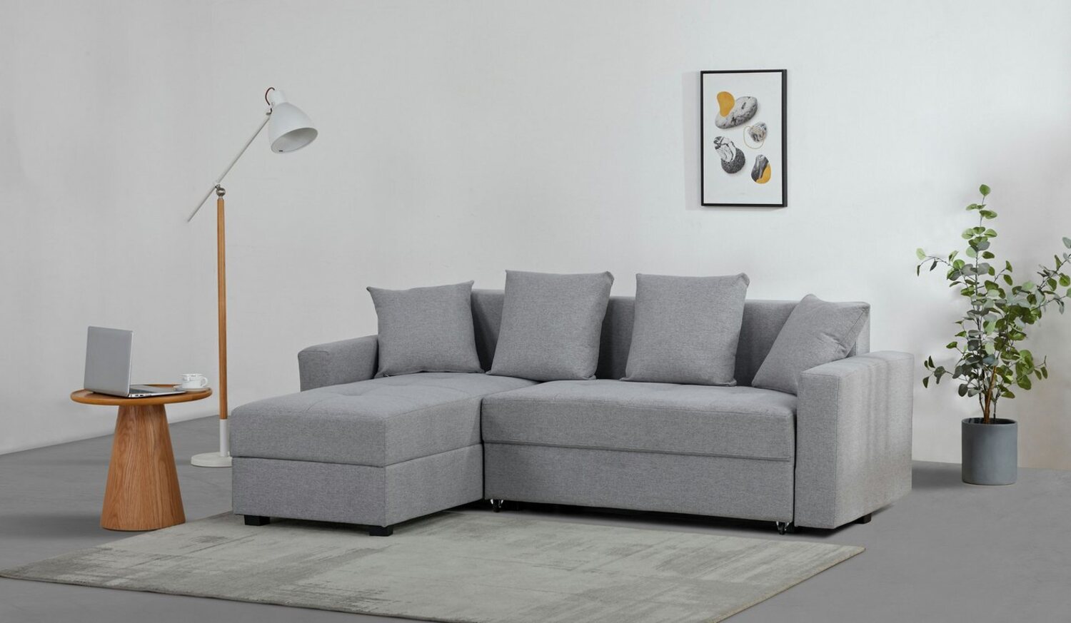 INOSIGN Ecksofa KILLAM, 217 cm, L-Form, mit Schlaffunktion u. Bettkasten, Recamiere rechts / links montierbar, in Cord und Webstoff Bild 1