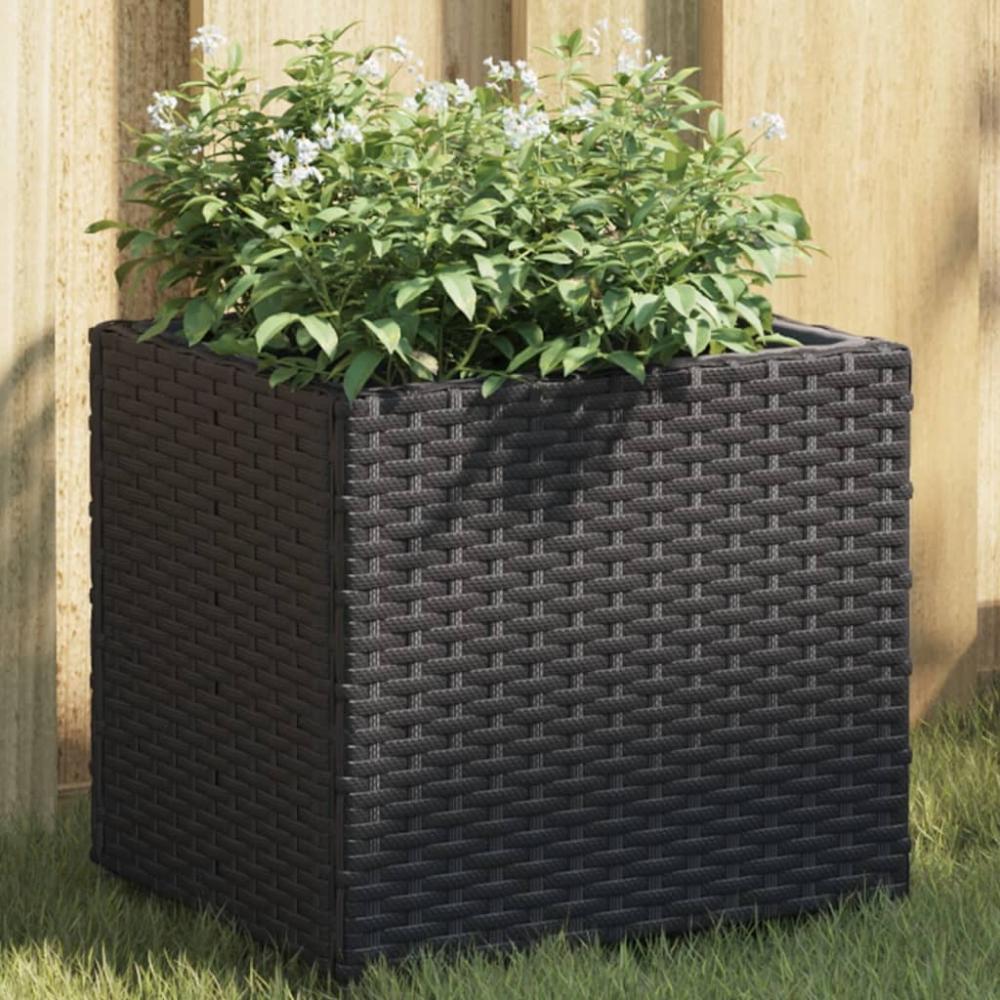 vidaXL Pflanzkübel 2 Stk. Schwarz 36x30x32 cm Poly Rattan 3210531 Bild 1