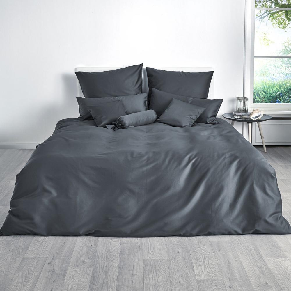 Traumschlaf Uni Mako-Satin Bettwäsche|140x200 cm + 70x90 cm| anthrazit Bild 1