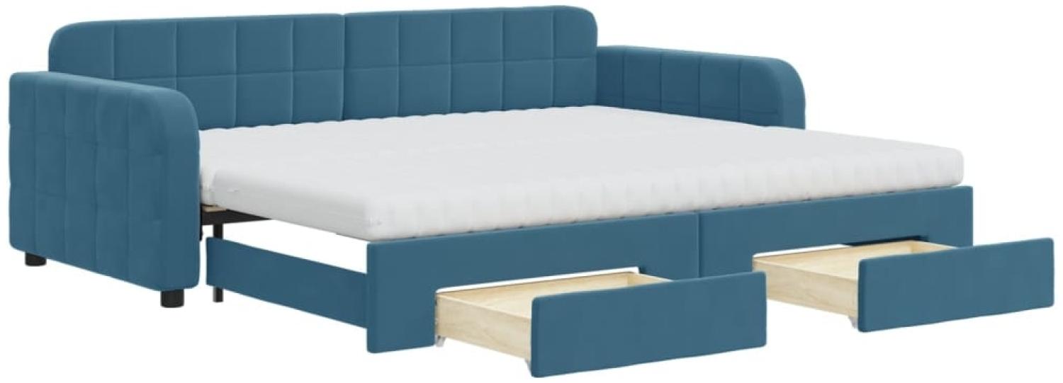 vidaXL Tagesbett Ausziehbar mit Schubladen Blau 90x200 cm Samt 3197000 Bild 1