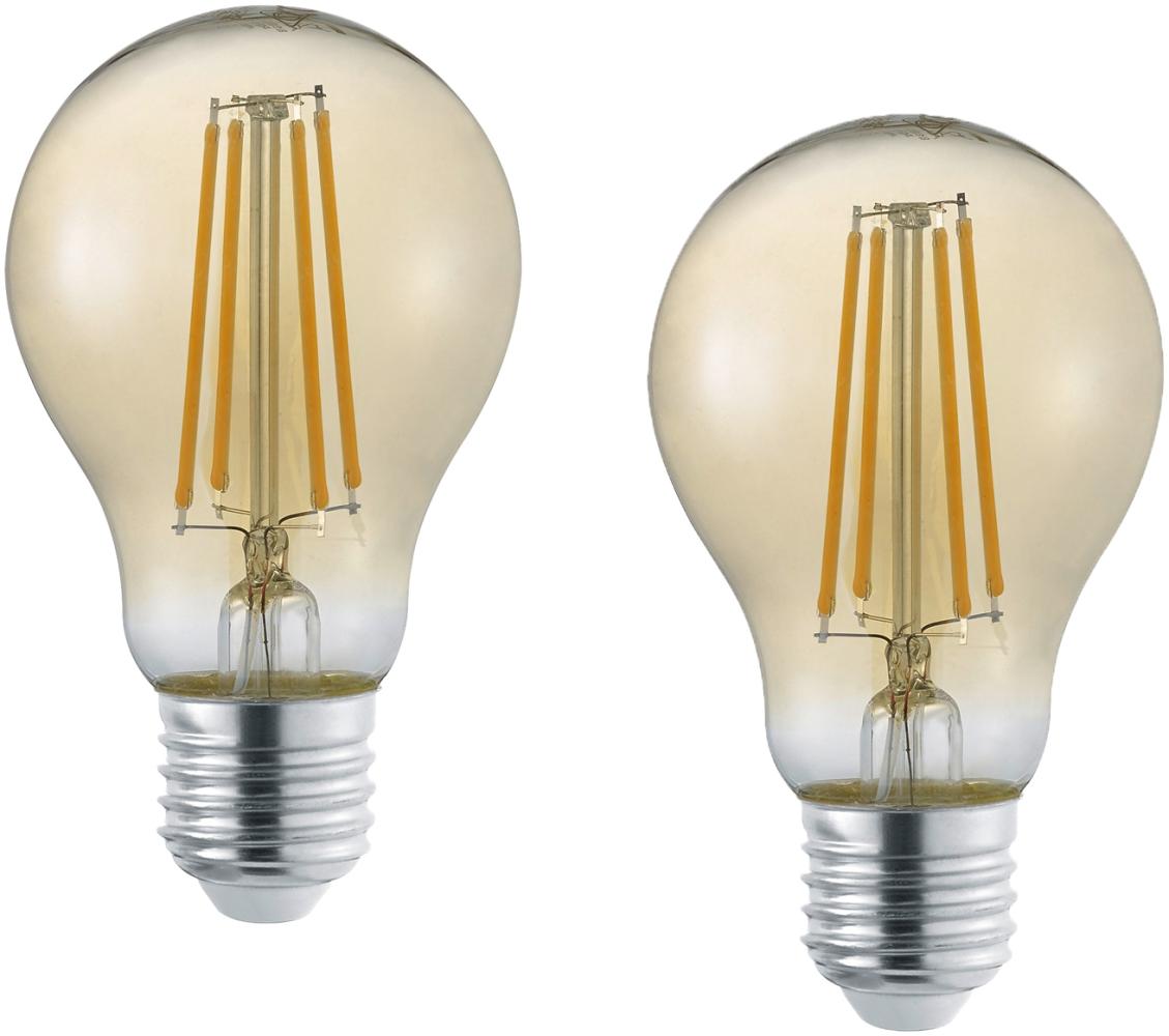 E27 Filament LED 2Stk.- 4 Watt, 470 Lumen, 3000 K warmweiß, Ø6cm - nicht dimmbar Bild 1