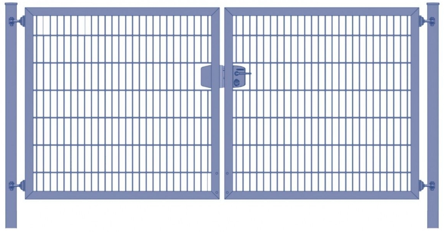 Einfahrtstor Classic 6/5/6 (2-flügelig) symmetrisch Anthrazit Doppelstabmatte Breite 300 cm x Höhe 100 cm Bild 1