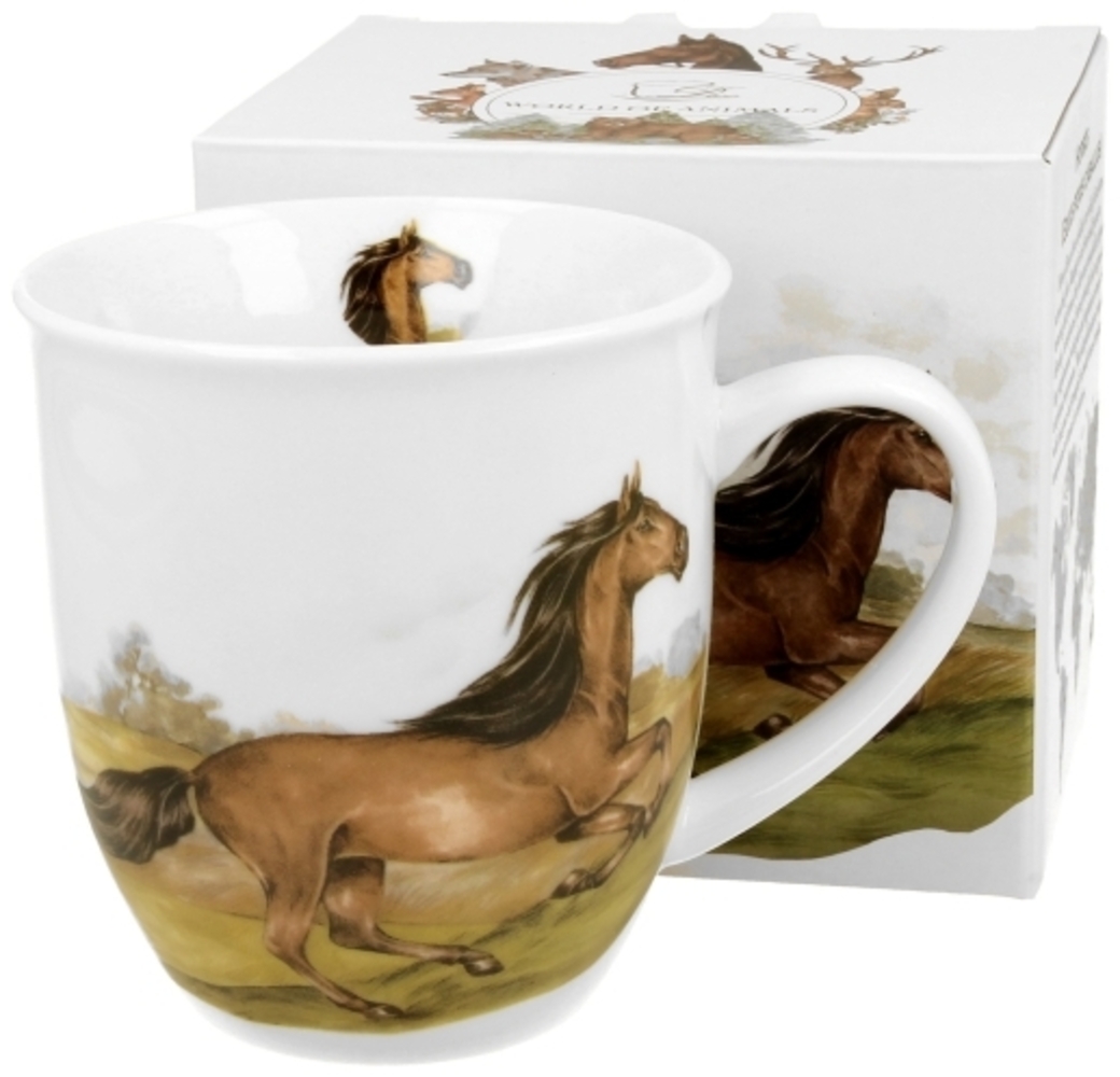 DUO World of Animals PFERD (Bay Horse) 400 ml Becher New Bone China Porzellan Bild 1