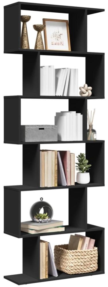 vidaXL Raumteiler-Bücherregal 6 Etagen Schwarz 70x24x193 cm 858085 Bild 1