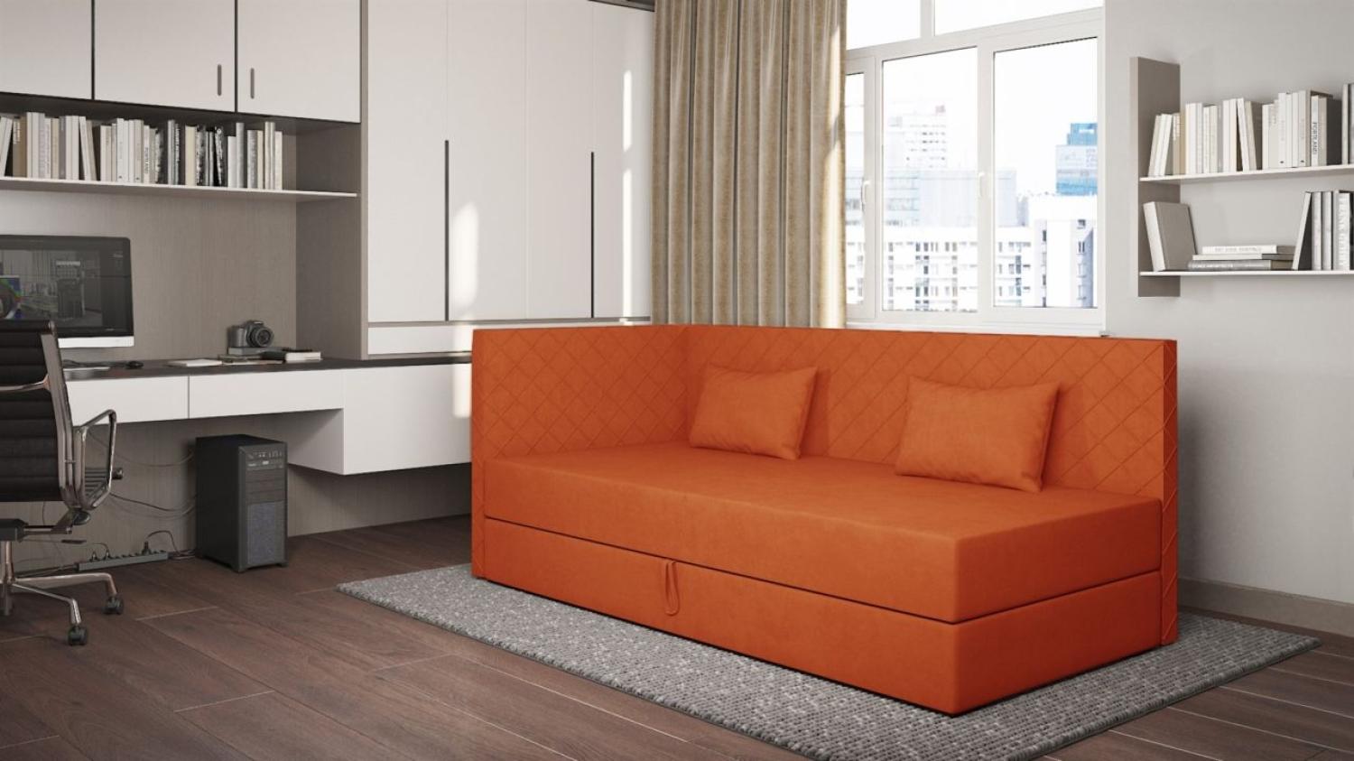 Sofa Polsterliege Kindersofa LIANA Seite Universal in Stoff Opera Velvet Orange Bild 1