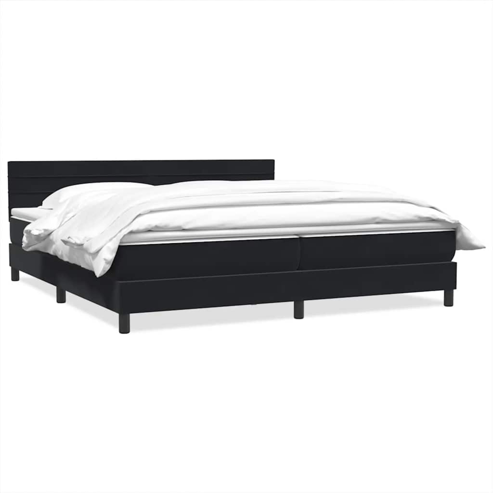 vidaXL Boxspringbett mit Matratze Schwarz 180x220 cm Samt 3316367 Bild 1