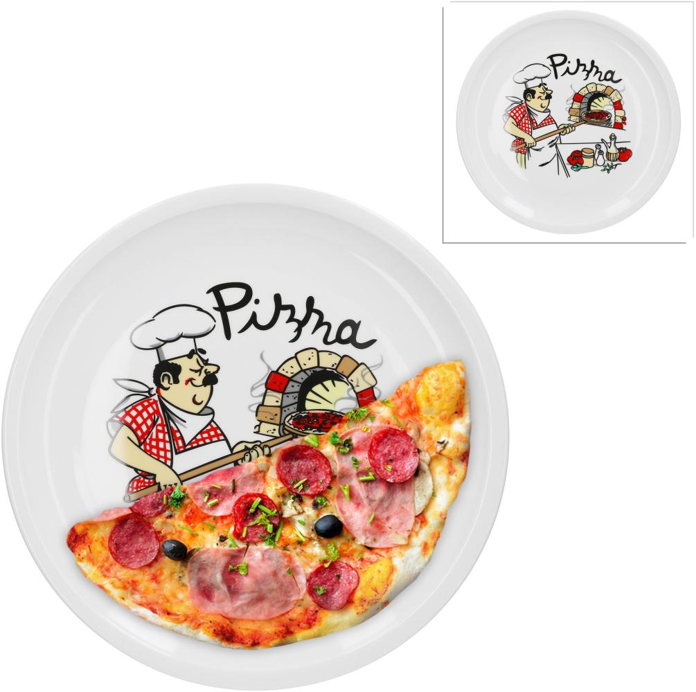 2er Set Van Well Pizzateller mit Küchenchef Dekor 30,5 cm Bild 1