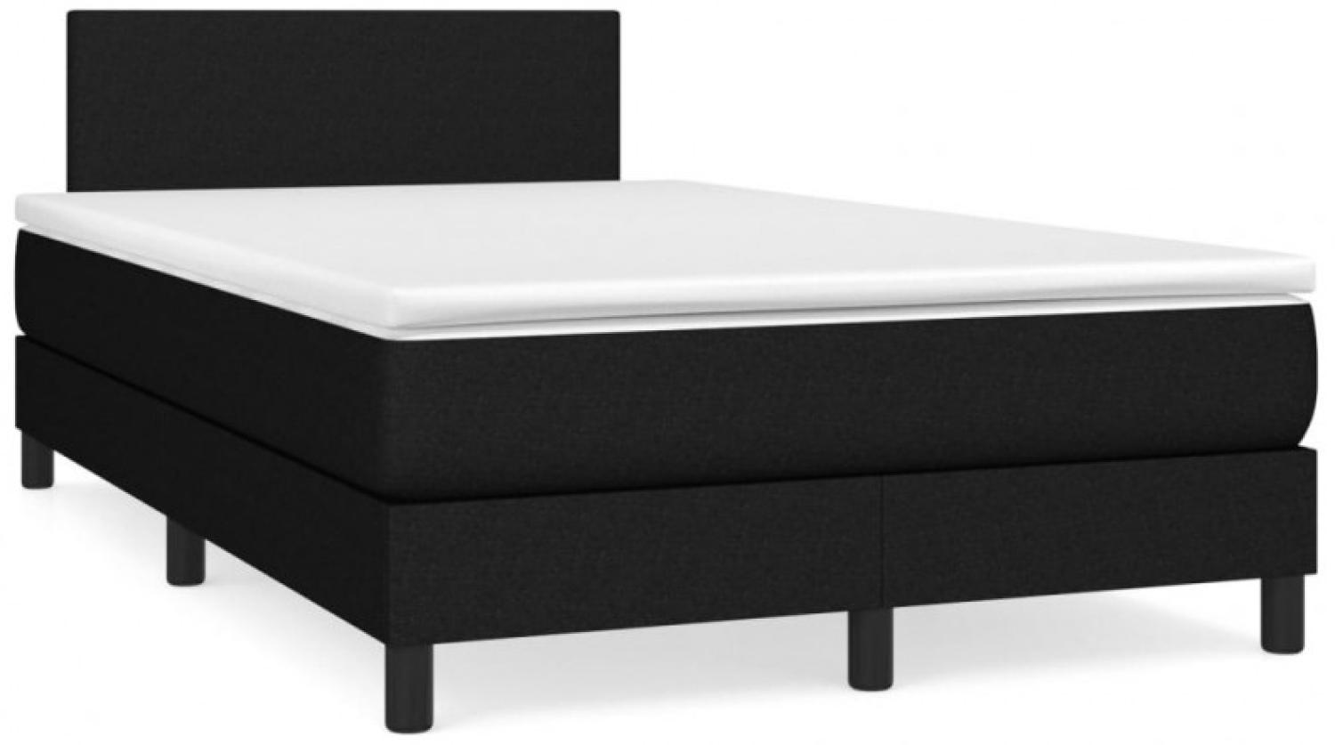 vidaXL Boxspringbett mit Matratze und LED-Beleuchtung, Stoff schwarz, 120 x 190 cm Bild 1