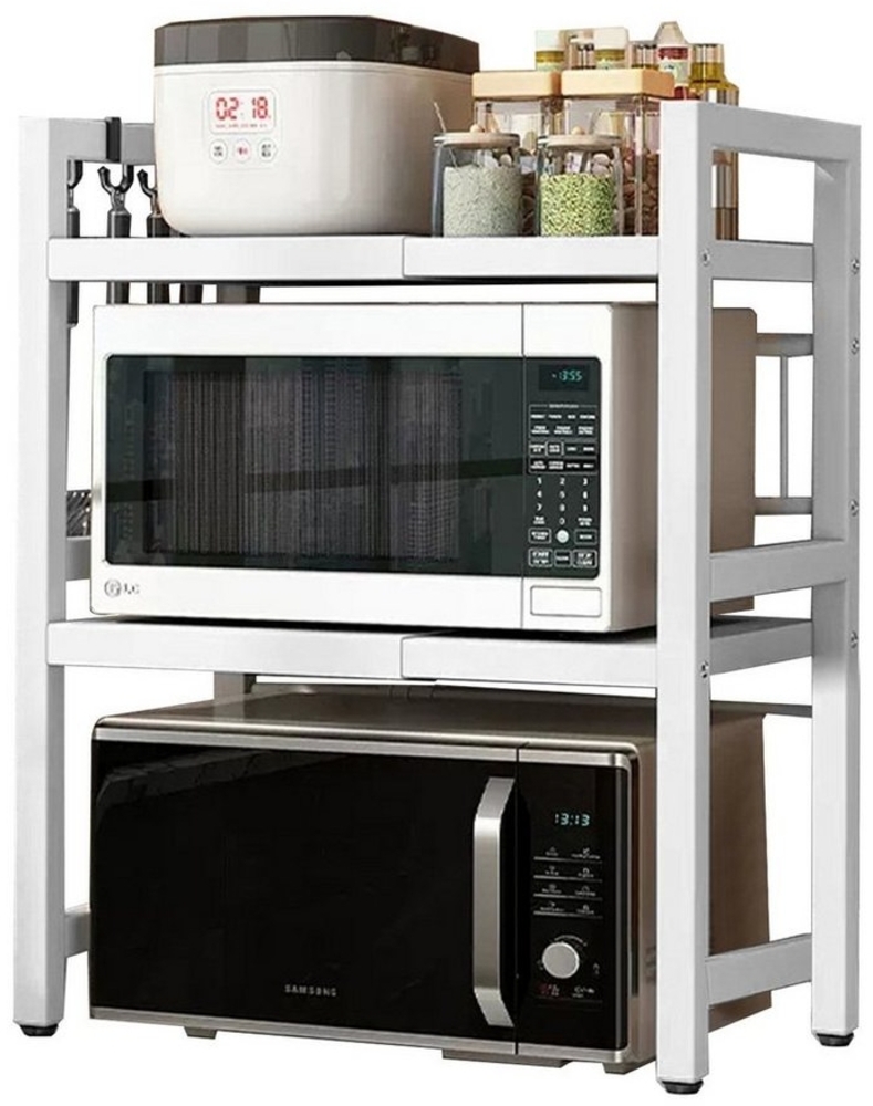 TWSOUL Küchenregal Verstellbares Mikrowellenregal,Erweiterbare Küchen Ständer mit 6 Haken Bild 1